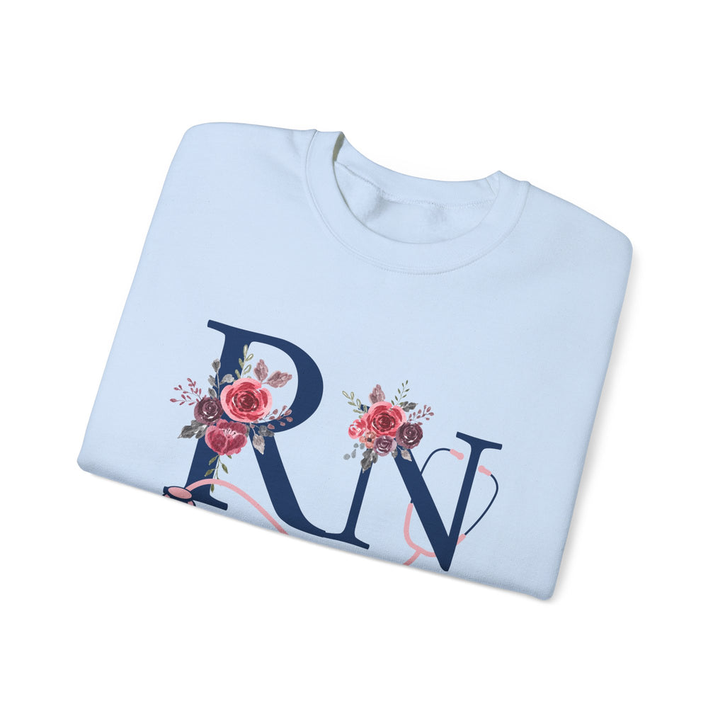Registered Nurse Crewneck Sweatshirt — Floral R N Monogram Pullover