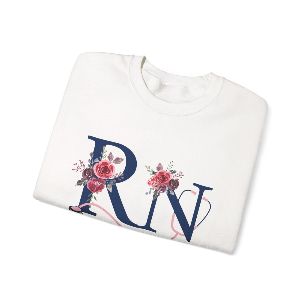 Registered Nurse Crewneck Sweatshirt — Floral R N Monogram Pullover