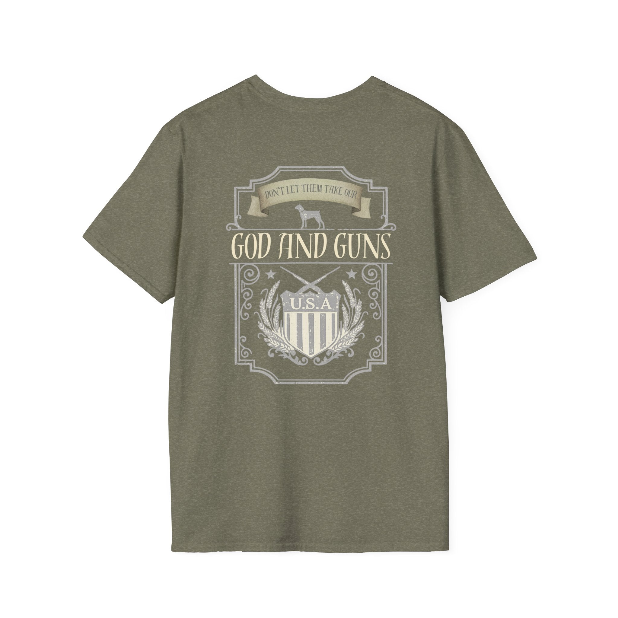 God and Guns T-Shirt — Patriotic USA Shield Tee