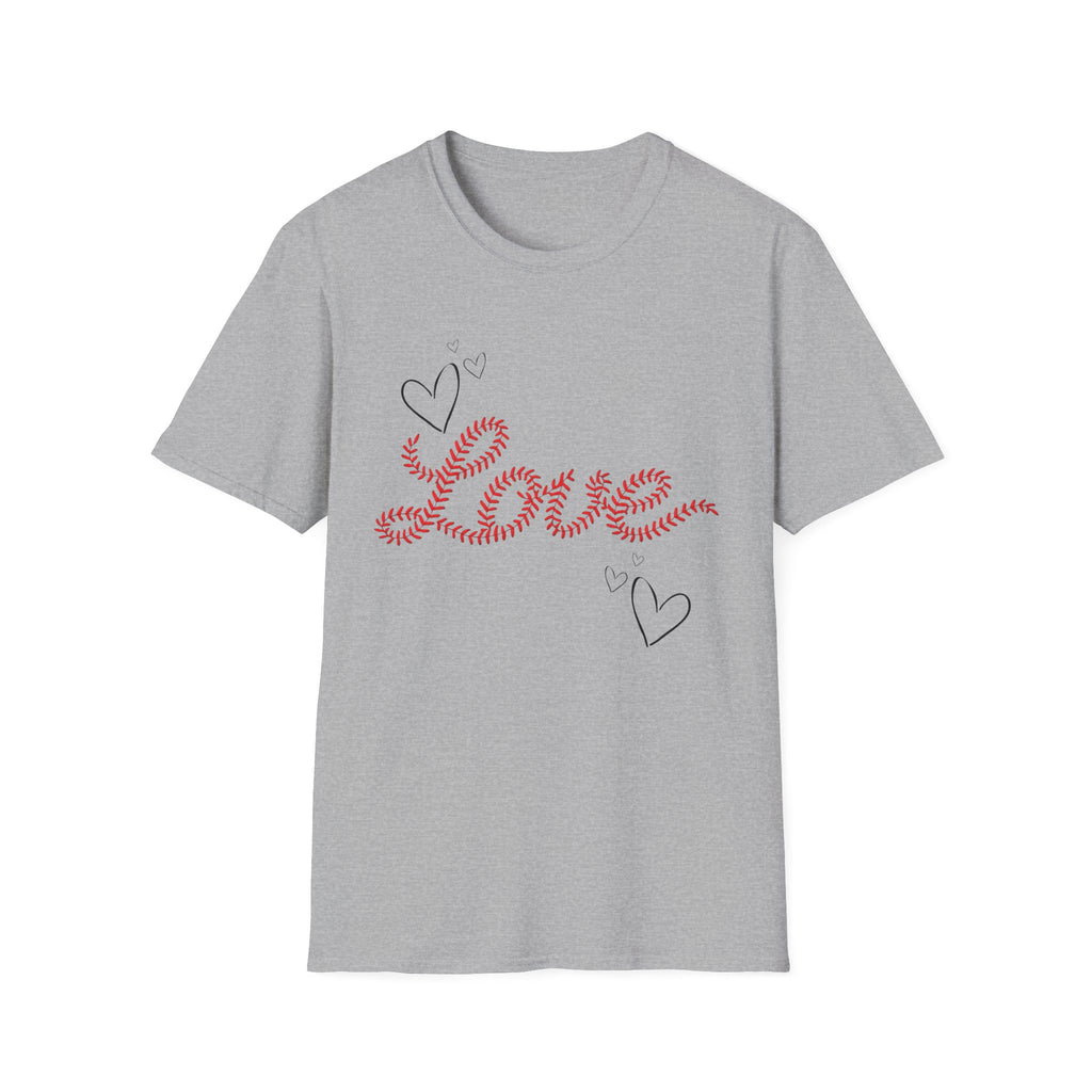 Love Baseball lace script Tee — Heart Doodle Valentine T-Shirt