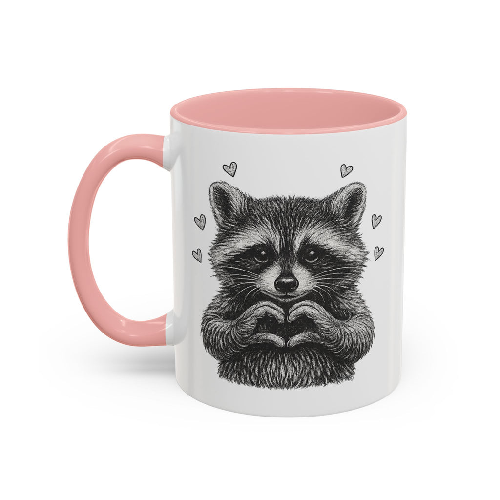 Raccoon Heart Coffee Mug — Cute Woodland Animal Accent Mug (11/15oz)