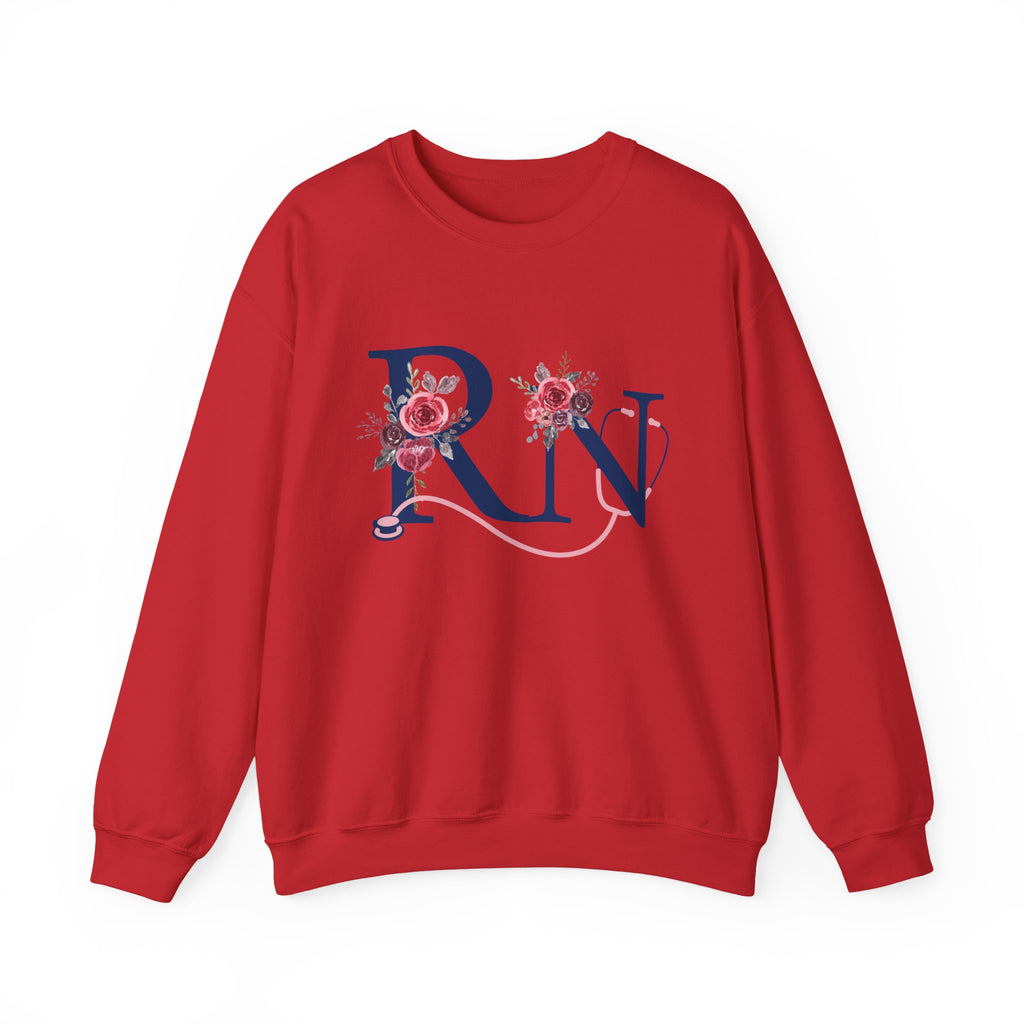 Registered Nurse Crewneck Sweatshirt — Floral R N Monogram Pullover