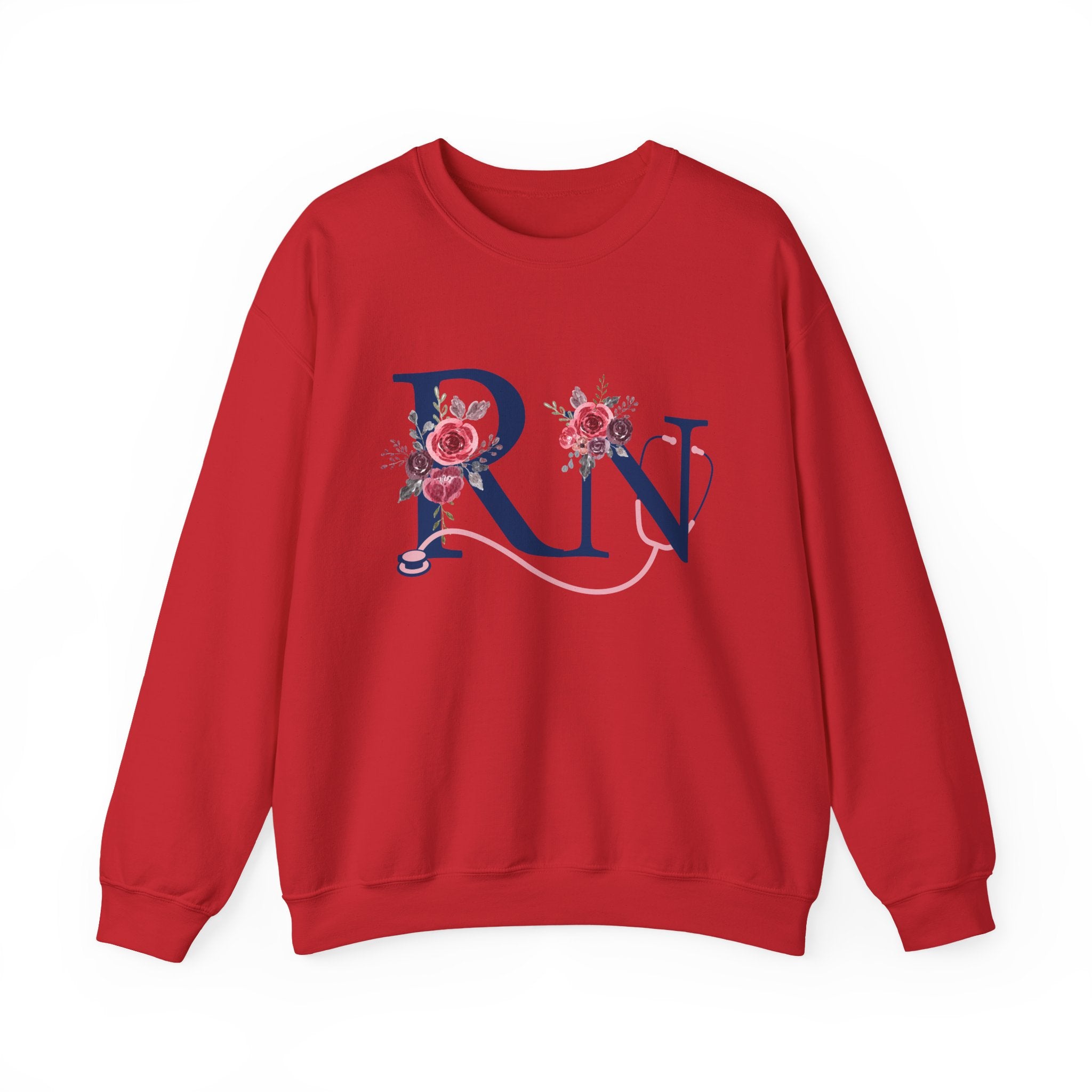 Registered Nurse Crewneck Sweatshirt — Floral R N Monogram Pullover