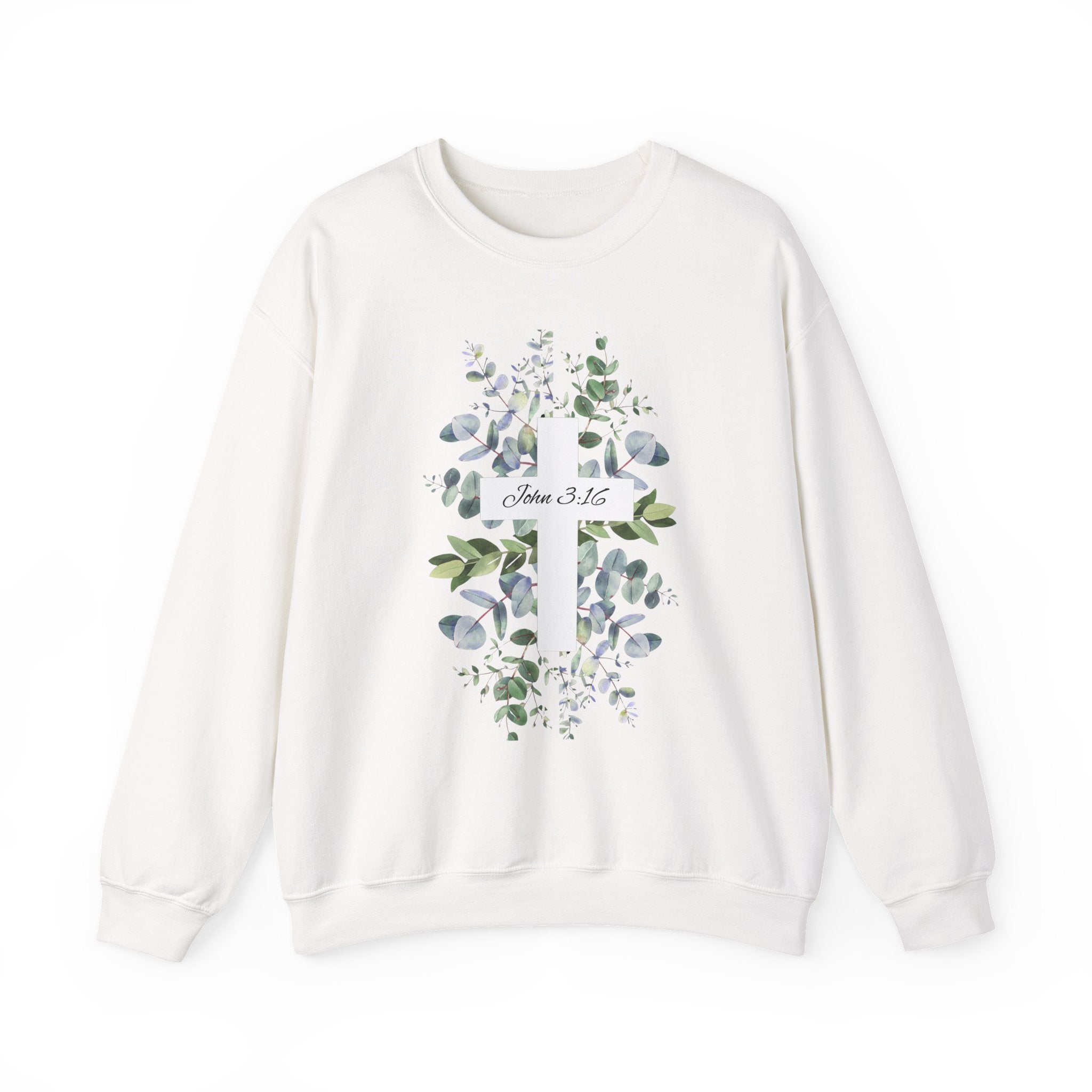 Floral Cross Sweatshirt — John 3:16 Christian Crewneck
