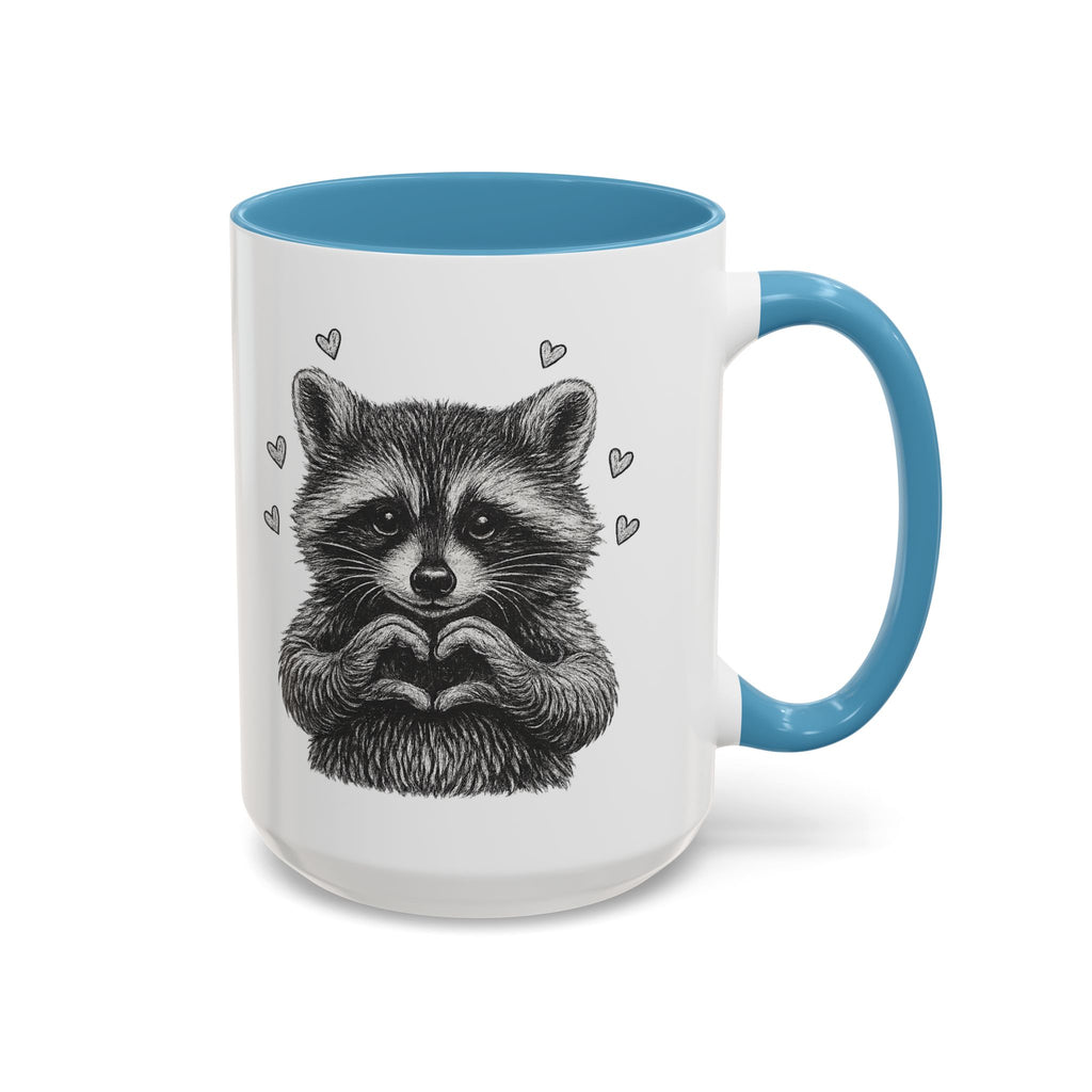 Raccoon Heart Coffee Mug — Cute Woodland Animal Accent Mug (11/15oz)