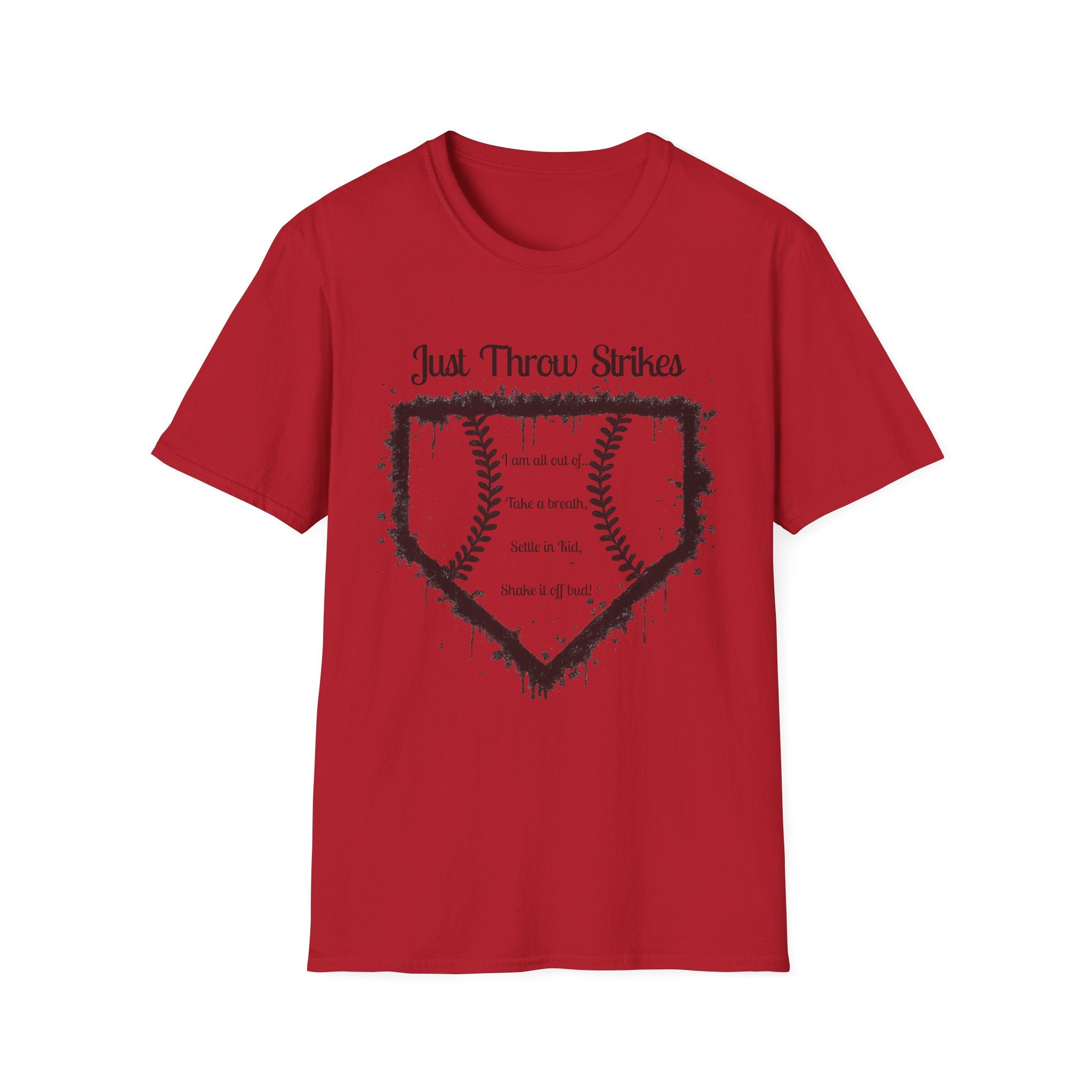 Baseball Home Plate T-Shirt — "Just Throw Strikes" Graphic Tee