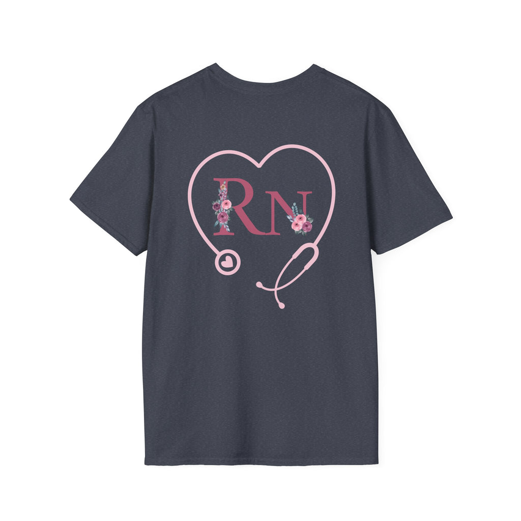 Registered Nurse Heart Stethoscope T-Shirt — Floral Registered Nurse Tee