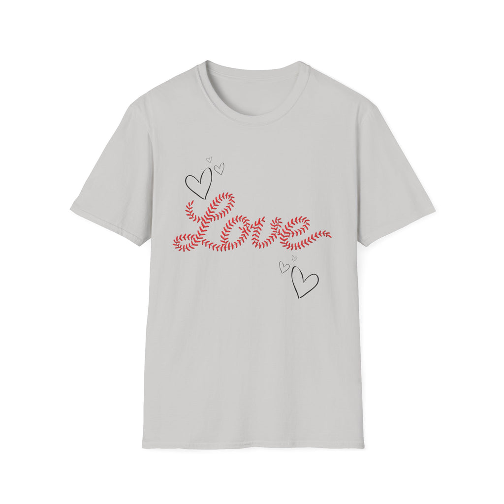 Love Baseball lace script Tee — Heart Doodle Valentine T-Shirt