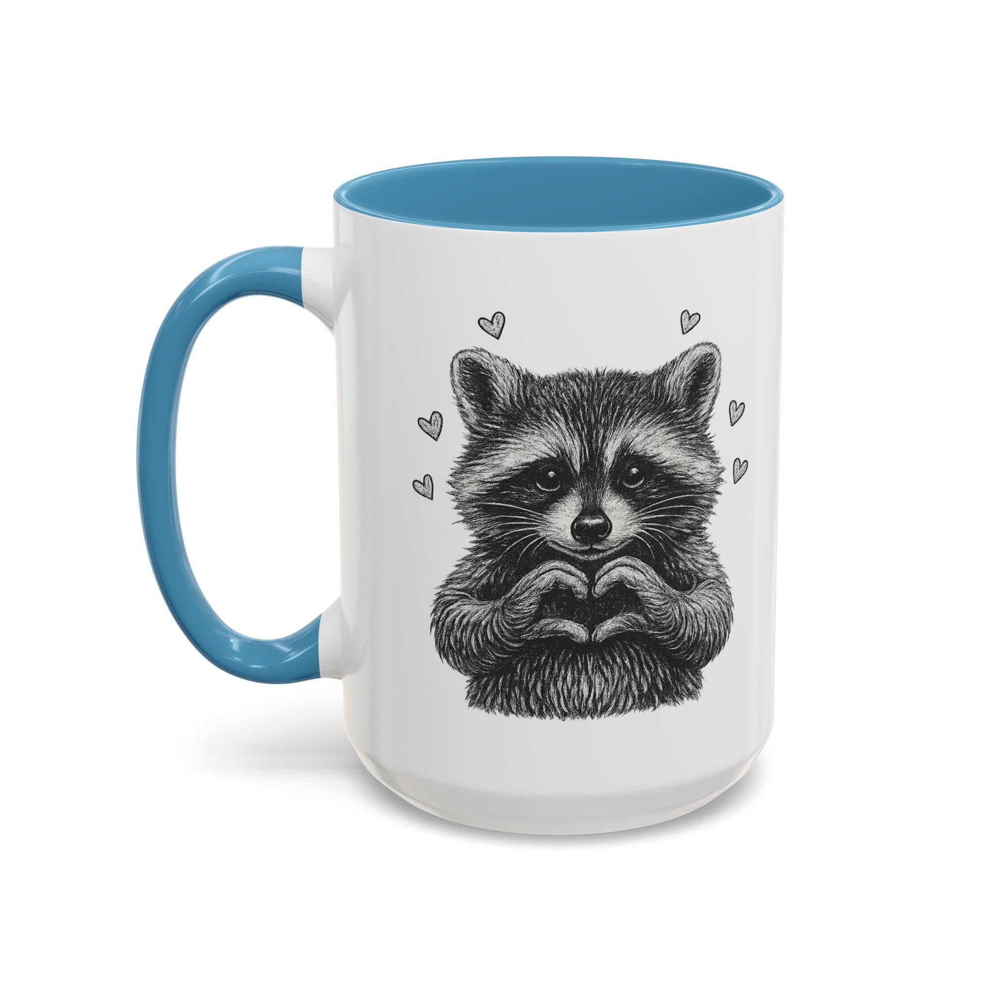 Raccoon Heart Coffee Mug — Cute Woodland Animal Accent Mug (11/15oz)