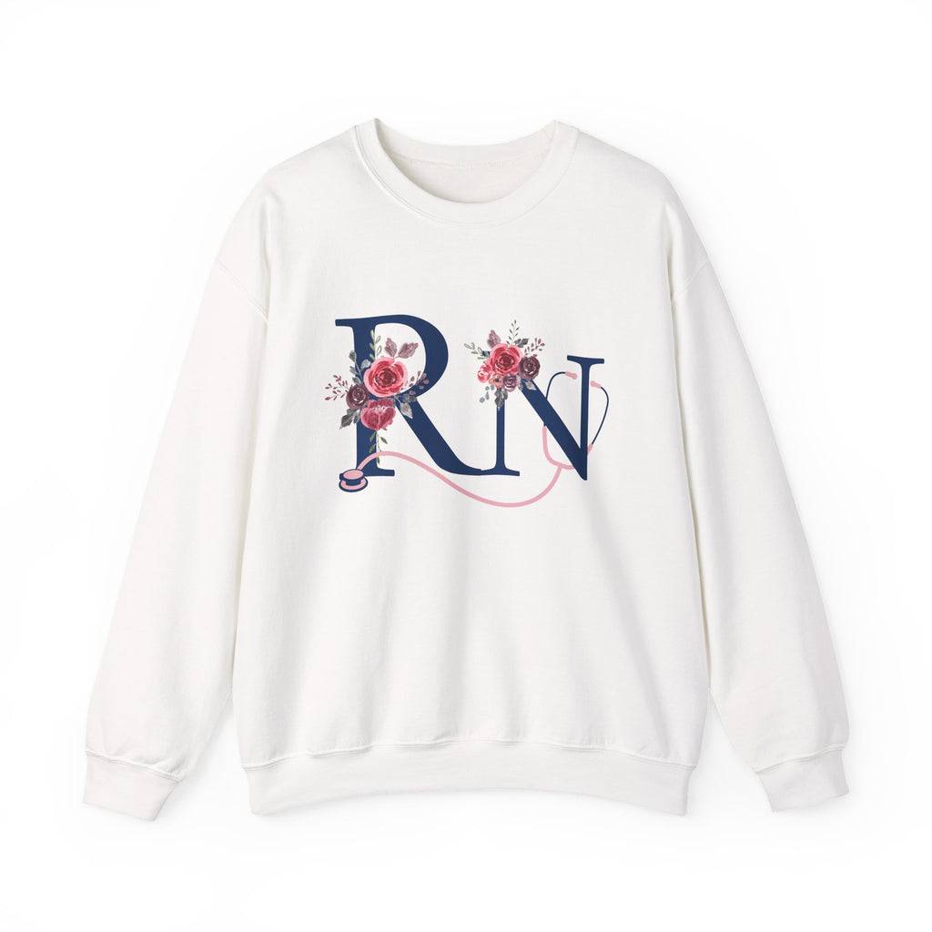 Registered Nurse Crewneck Sweatshirt — Floral R N Monogram Pullover