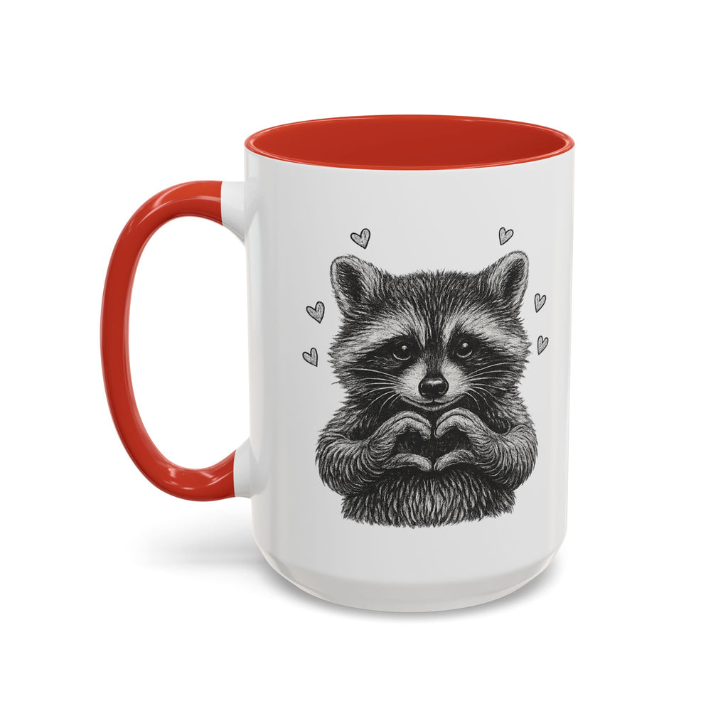 Raccoon Heart Coffee Mug — Cute Woodland Animal Accent Mug (11/15oz)
