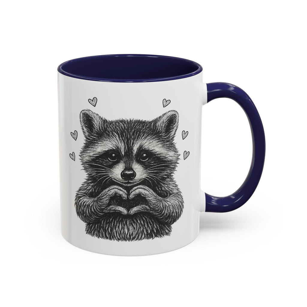Raccoon Heart Coffee Mug — Cute Woodland Animal Accent Mug (11/15oz)