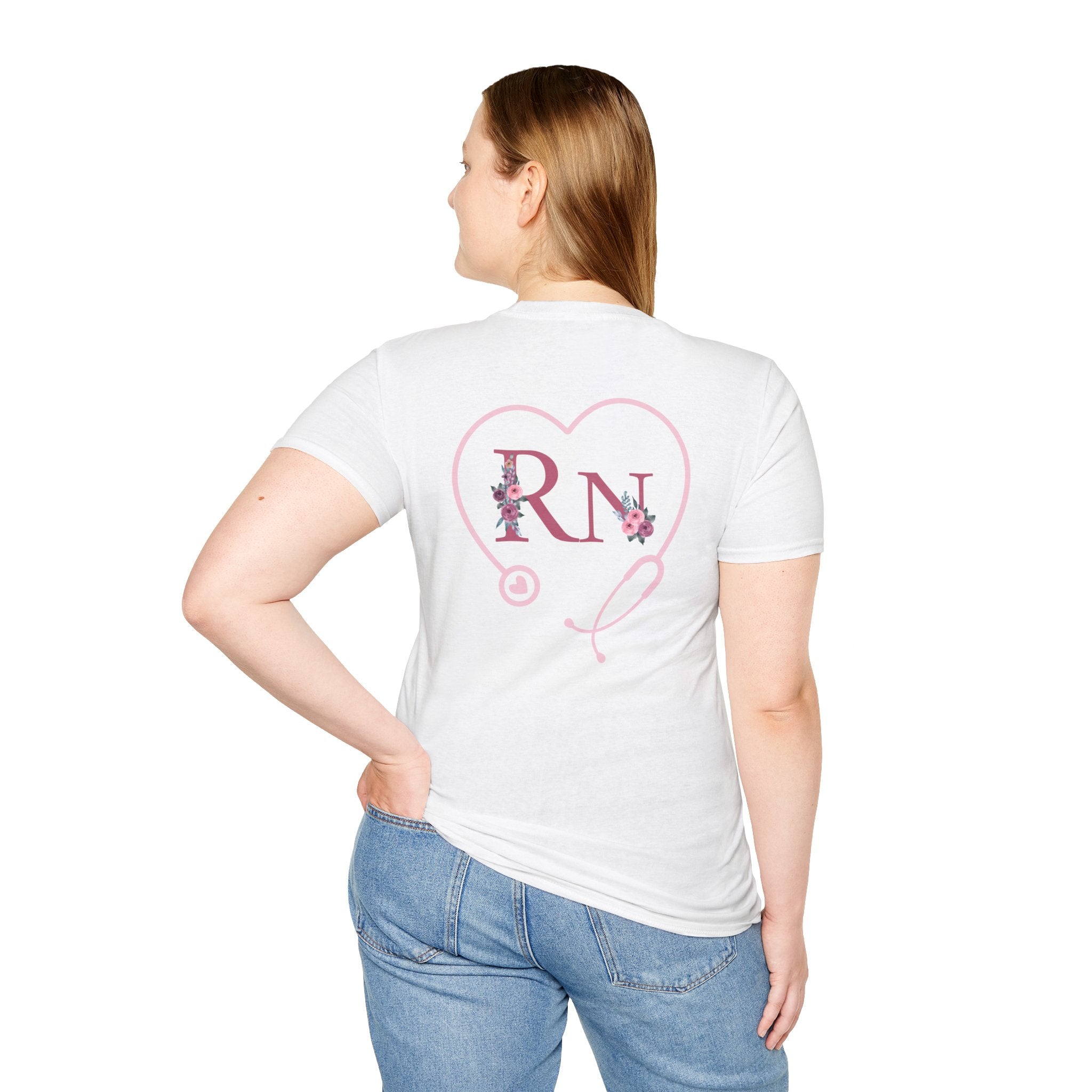 Registered Nurse Heart Stethoscope T-Shirt — Floral Registered Nurse Tee