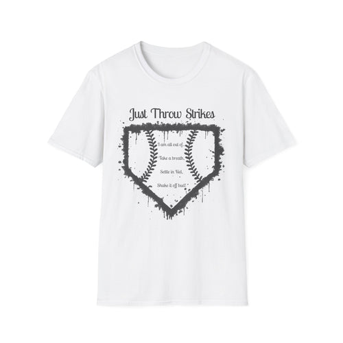 Baseball Home Plate T-Shirt — "Just Throw Strikes" Graphic Tee
