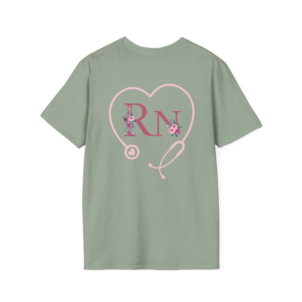 Registered Nurse Heart Stethoscope T-Shirt — Floral Registered Nurse Tee