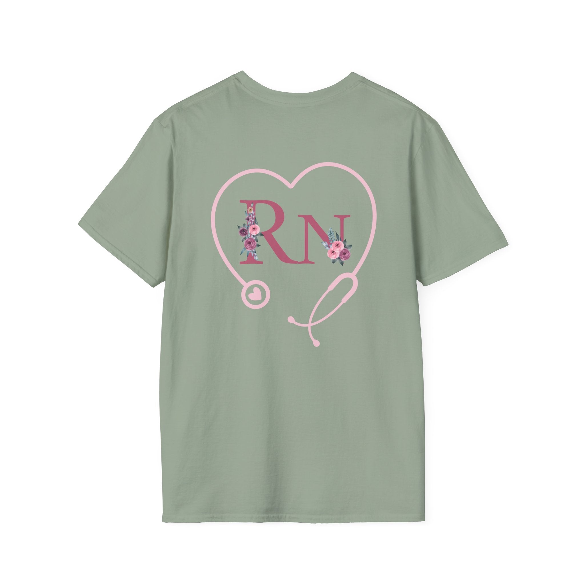 Registered Nurse Heart Stethoscope T-Shirt — Floral Registered Nurse Tee
