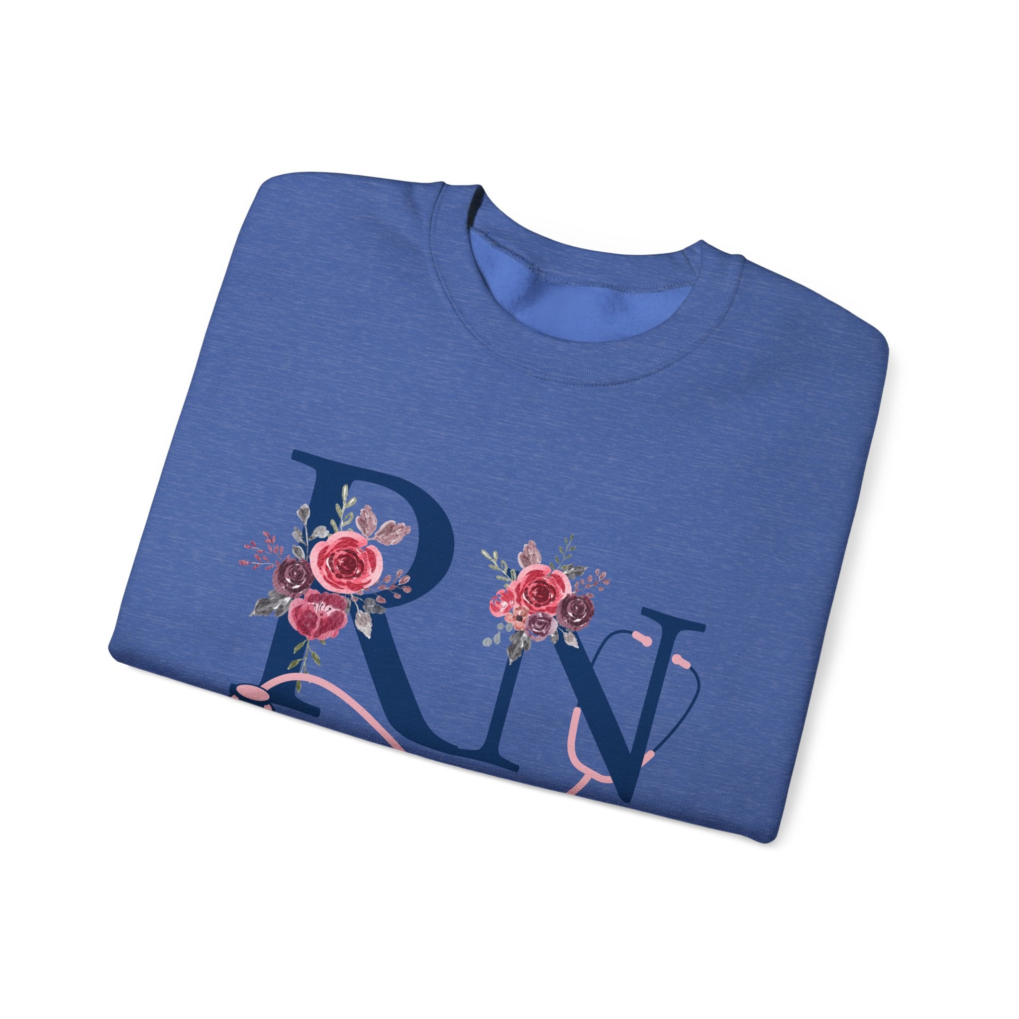 Registered Nurse Crewneck Sweatshirt — Floral R N Monogram Pullover