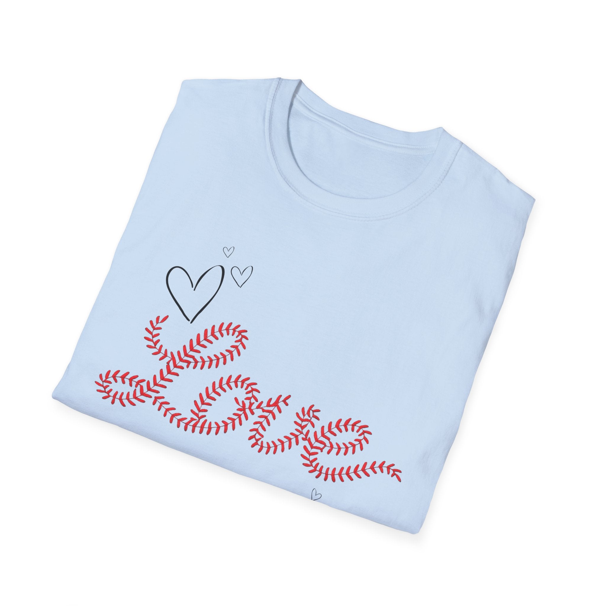 Love Baseball lace script Tee — Heart Doodle Valentine T-Shirt