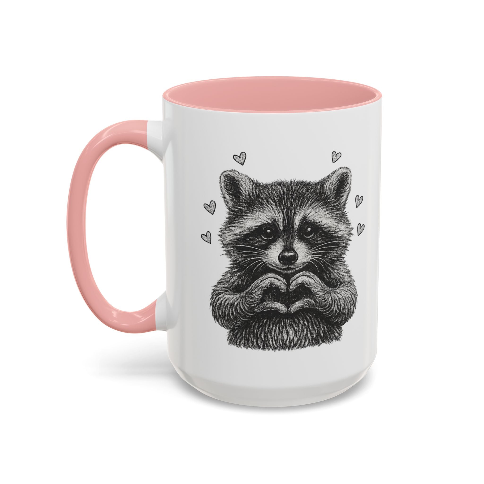 Raccoon Heart Coffee Mug — Cute Woodland Animal Accent Mug (11/15oz)