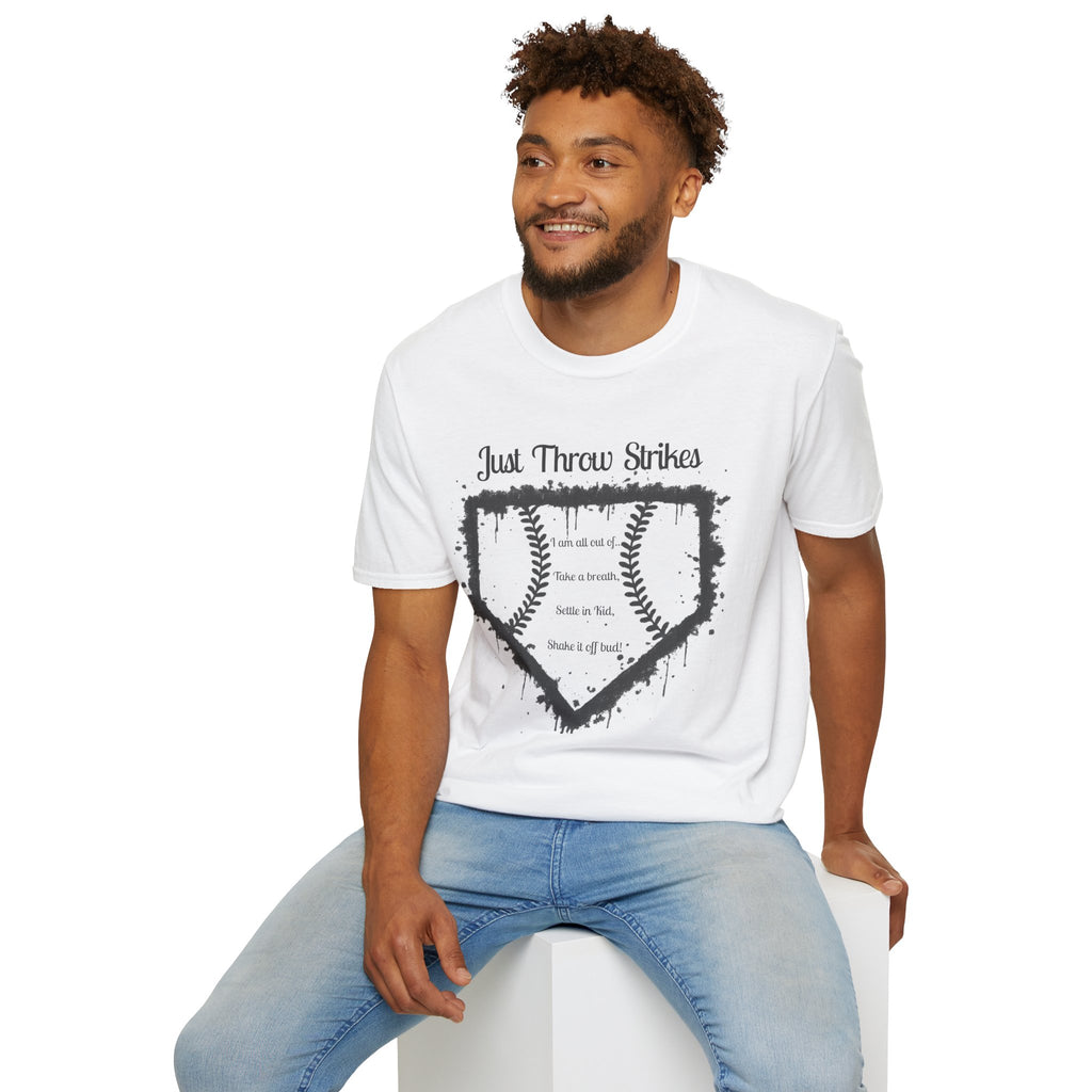 Baseball Home Plate T-Shirt — "Just Throw Strikes" Graphic Tee