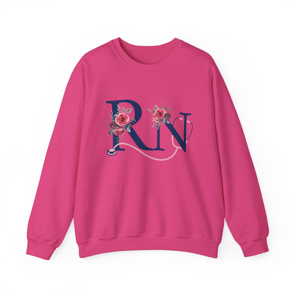 Registered Nurse Crewneck Sweatshirt — Floral R N Monogram Pullover