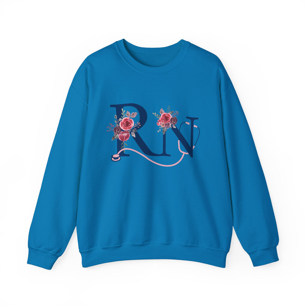 Registered Nurse Crewneck Sweatshirt — Floral R N Monogram Pullover