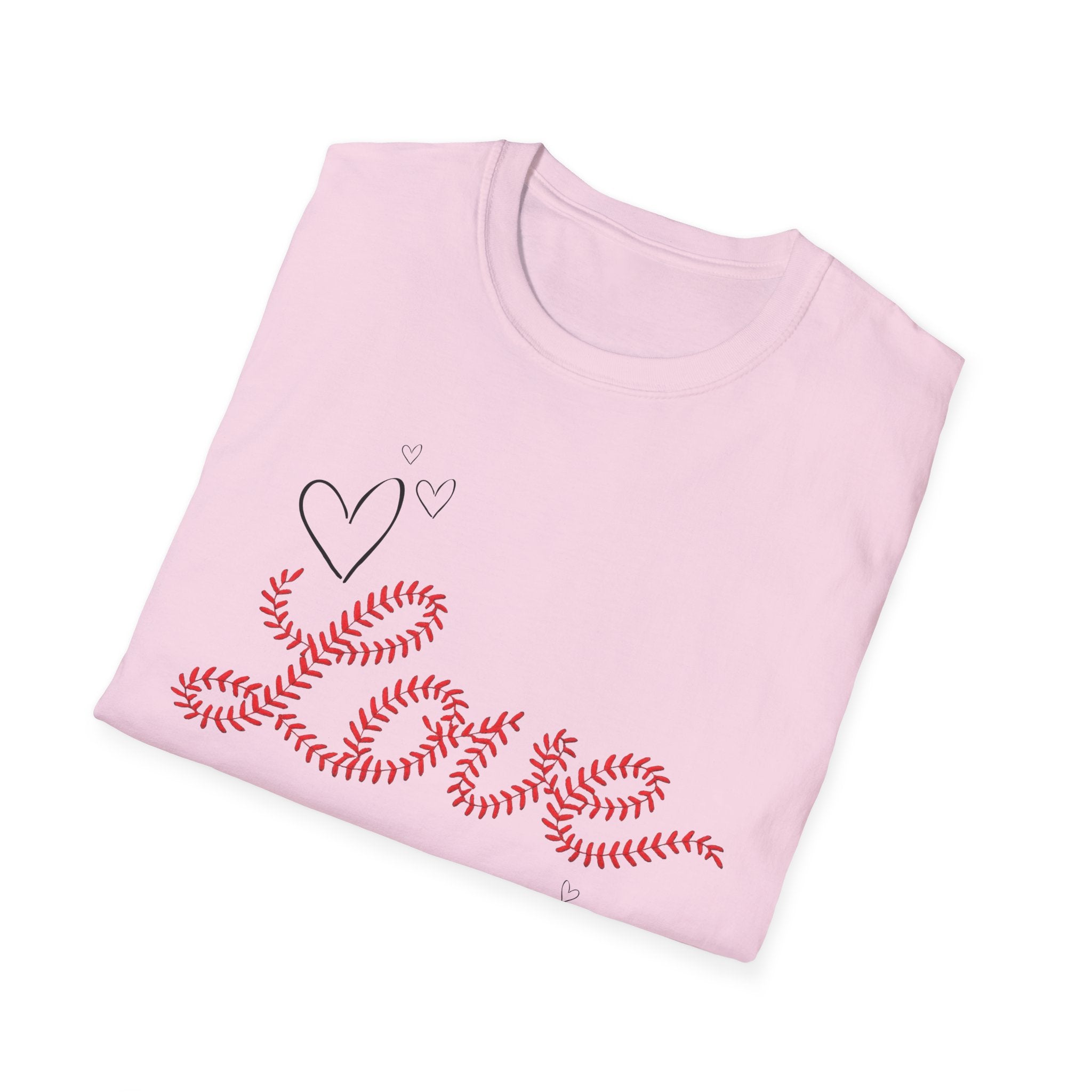 Love Baseball lace script Tee — Heart Doodle Valentine T-Shirt
