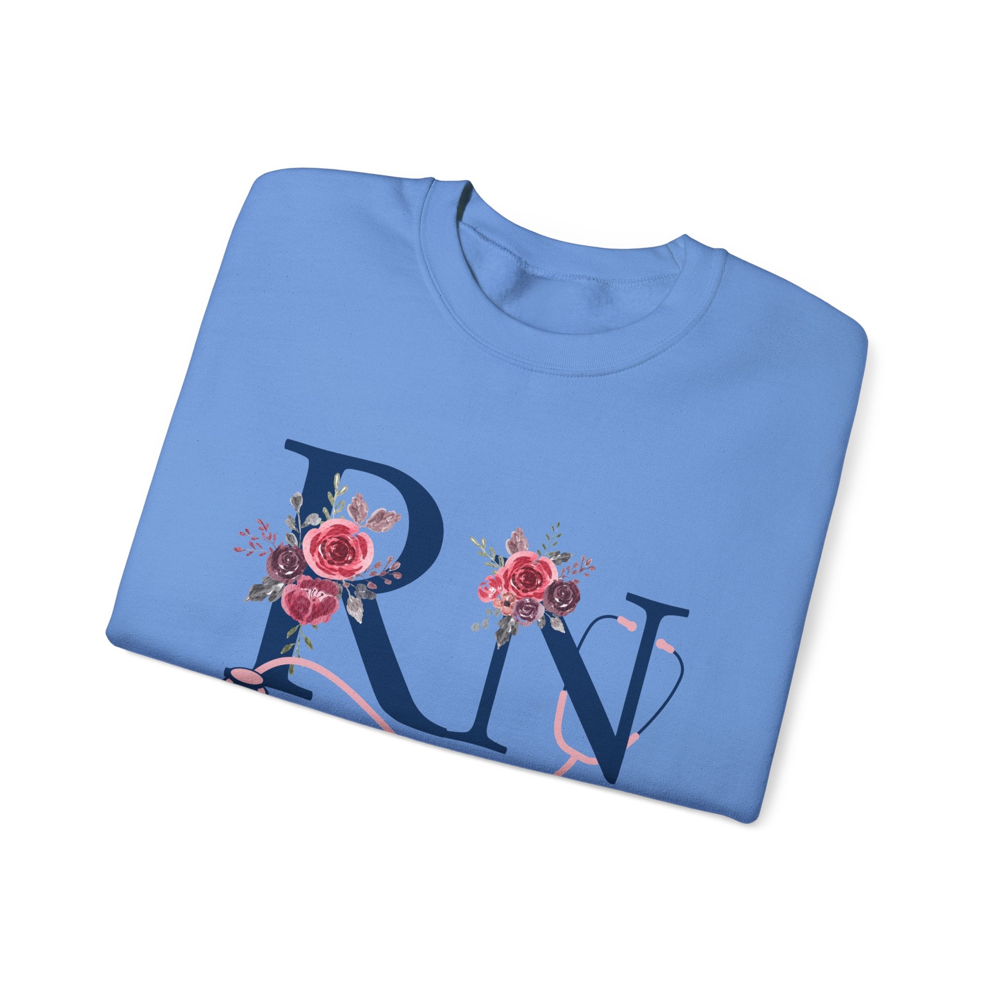 Registered Nurse Crewneck Sweatshirt — Floral R N Monogram Pullover