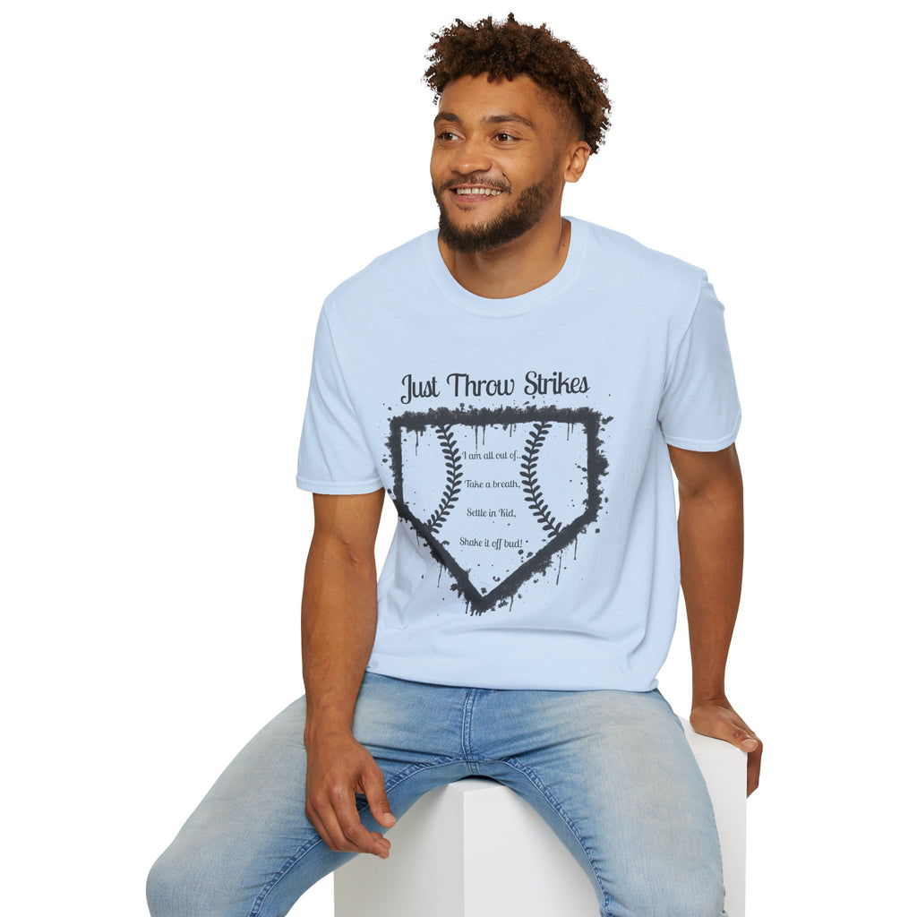 Baseball Home Plate T-Shirt — "Just Throw Strikes" Graphic Tee