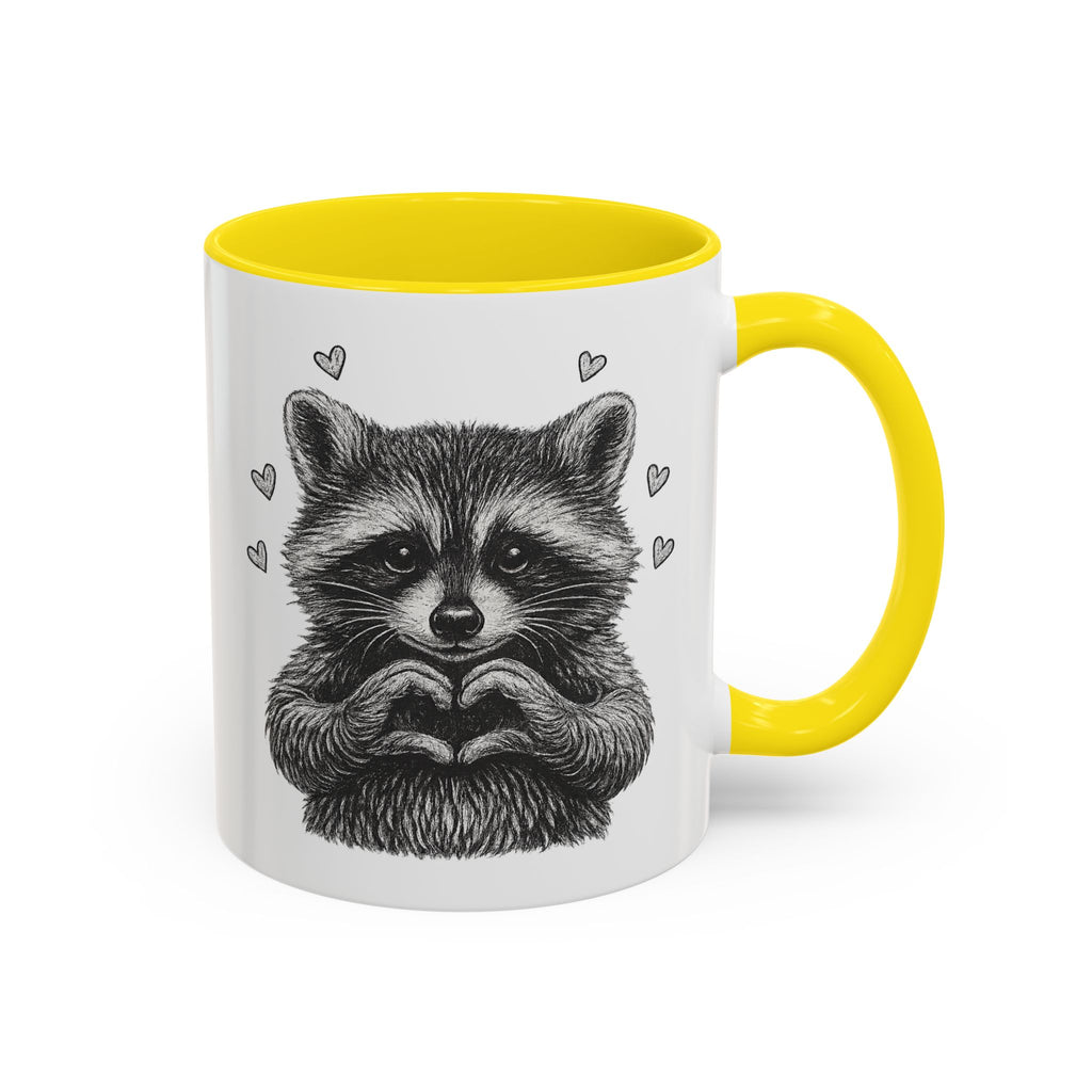 Raccoon Heart Coffee Mug — Cute Woodland Animal Accent Mug (11/15oz)