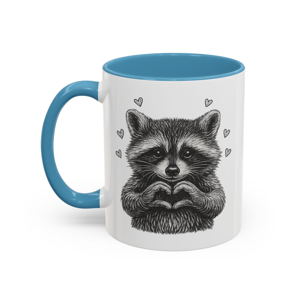 Raccoon Heart Coffee Mug — Cute Woodland Animal Accent Mug (11/15oz)