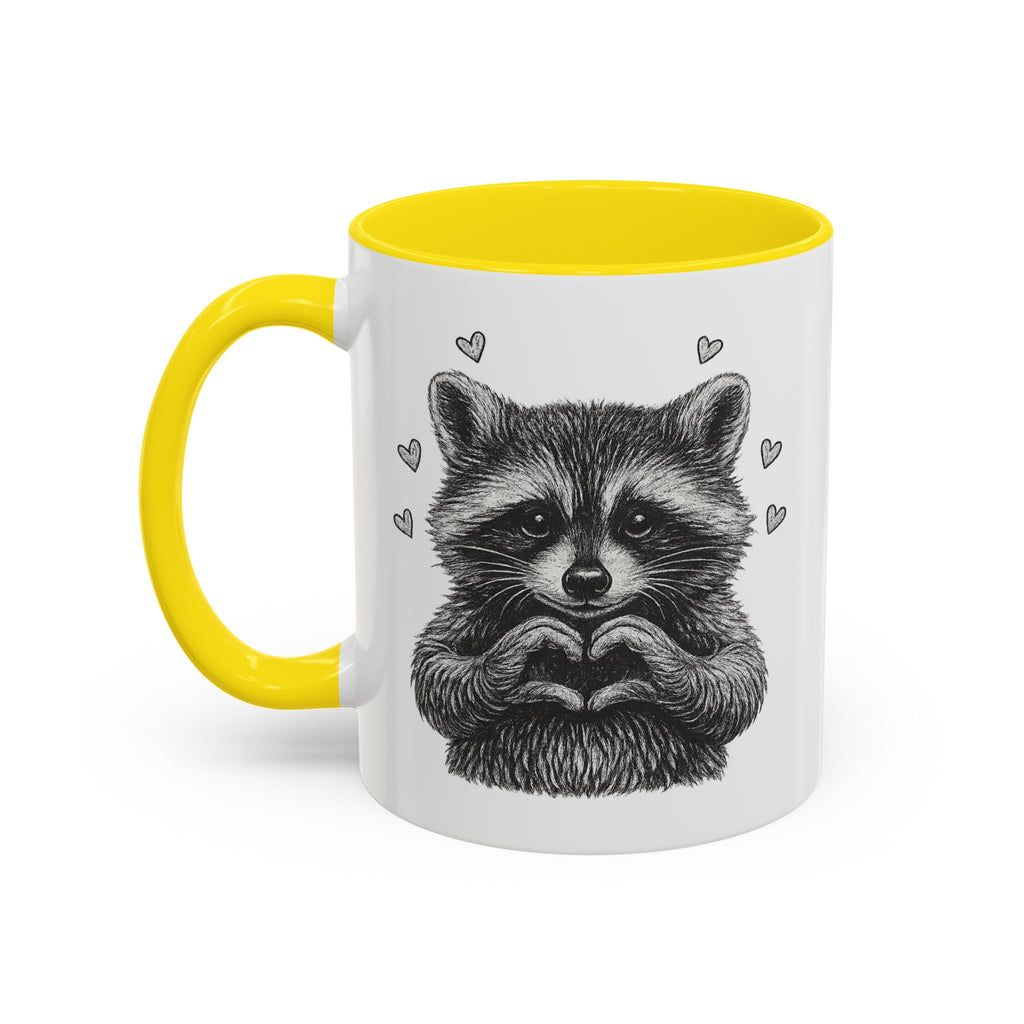 Raccoon Heart Coffee Mug — Cute Woodland Animal Accent Mug (11/15oz)