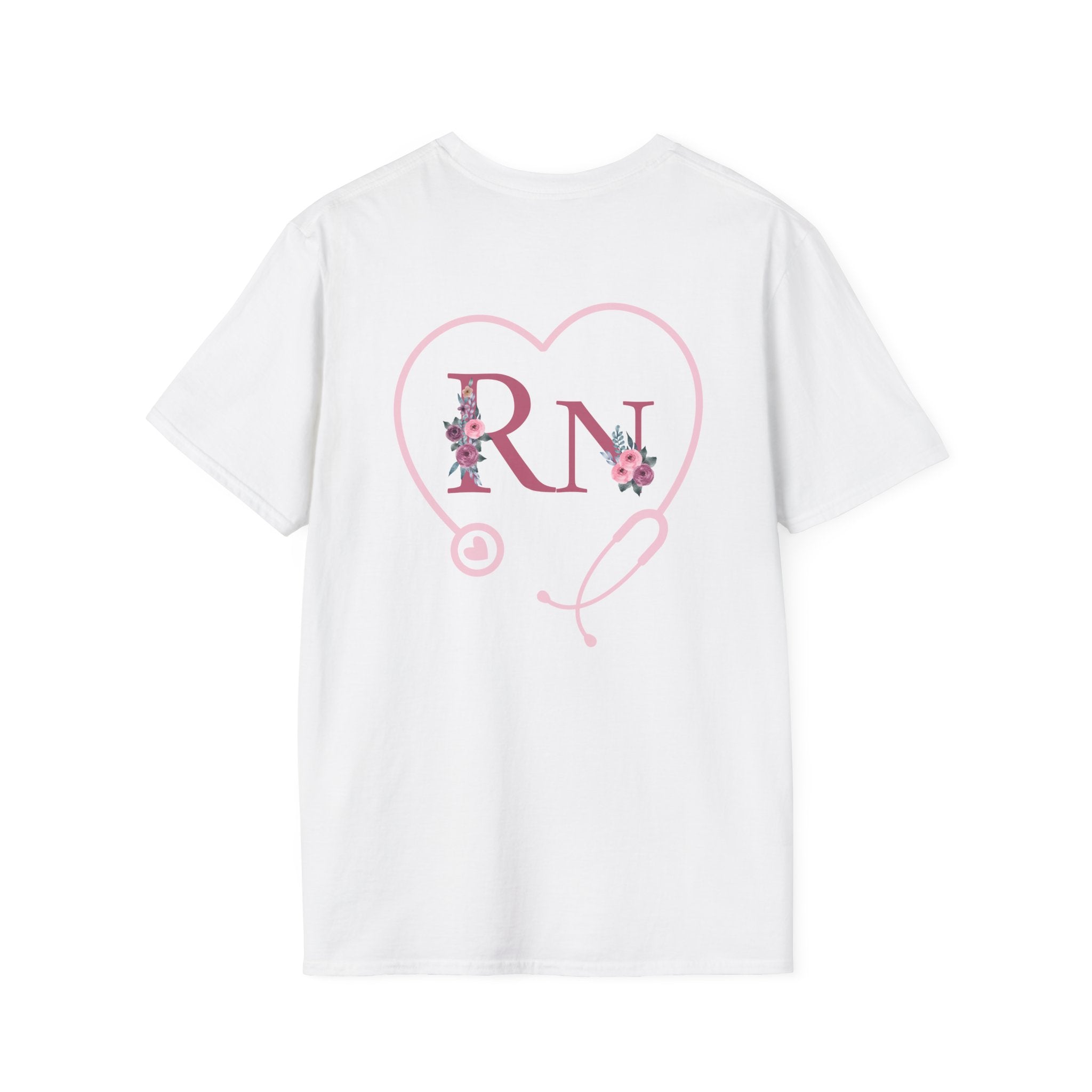 Registered Nurse Heart Stethoscope T-Shirt — Floral Registered Nurse Tee
