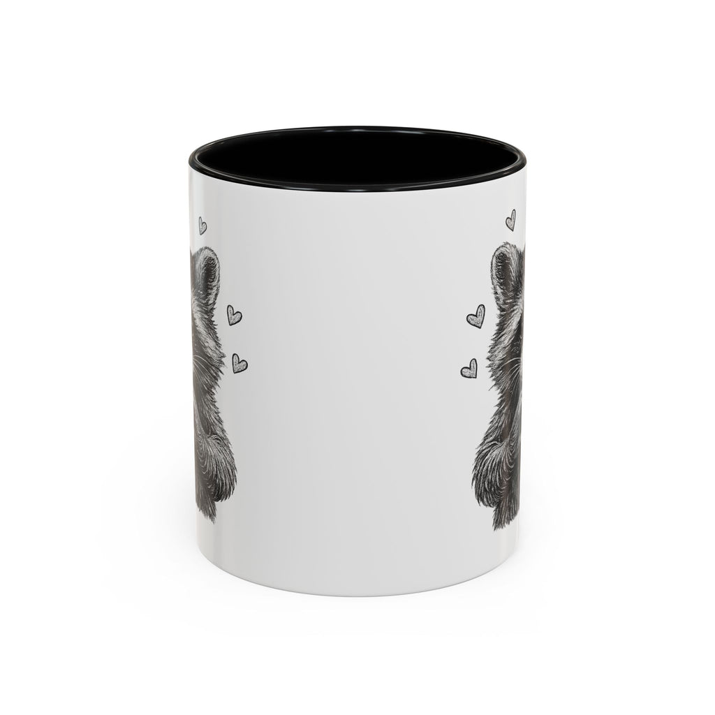 Raccoon Heart Coffee Mug — Cute Woodland Animal Accent Mug (11/15oz)