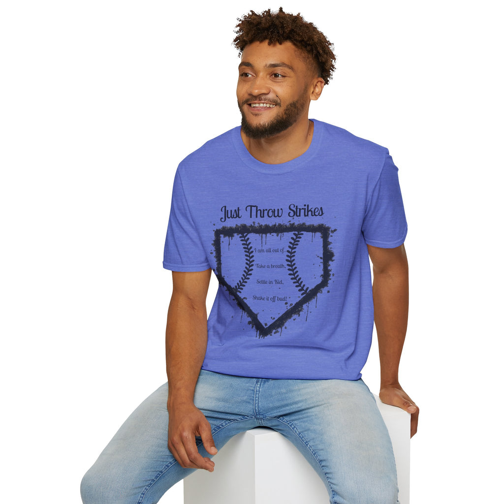 Baseball Home Plate T-Shirt — "Just Throw Strikes" Graphic Tee