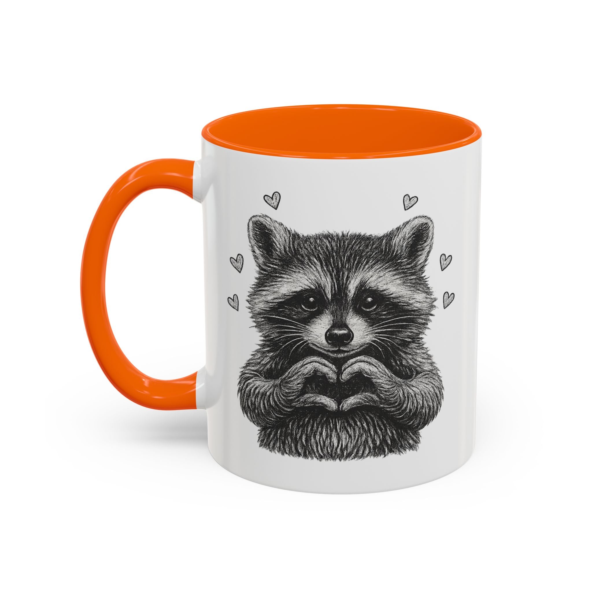 Raccoon Heart Coffee Mug — Cute Woodland Animal Accent Mug (11/15oz)