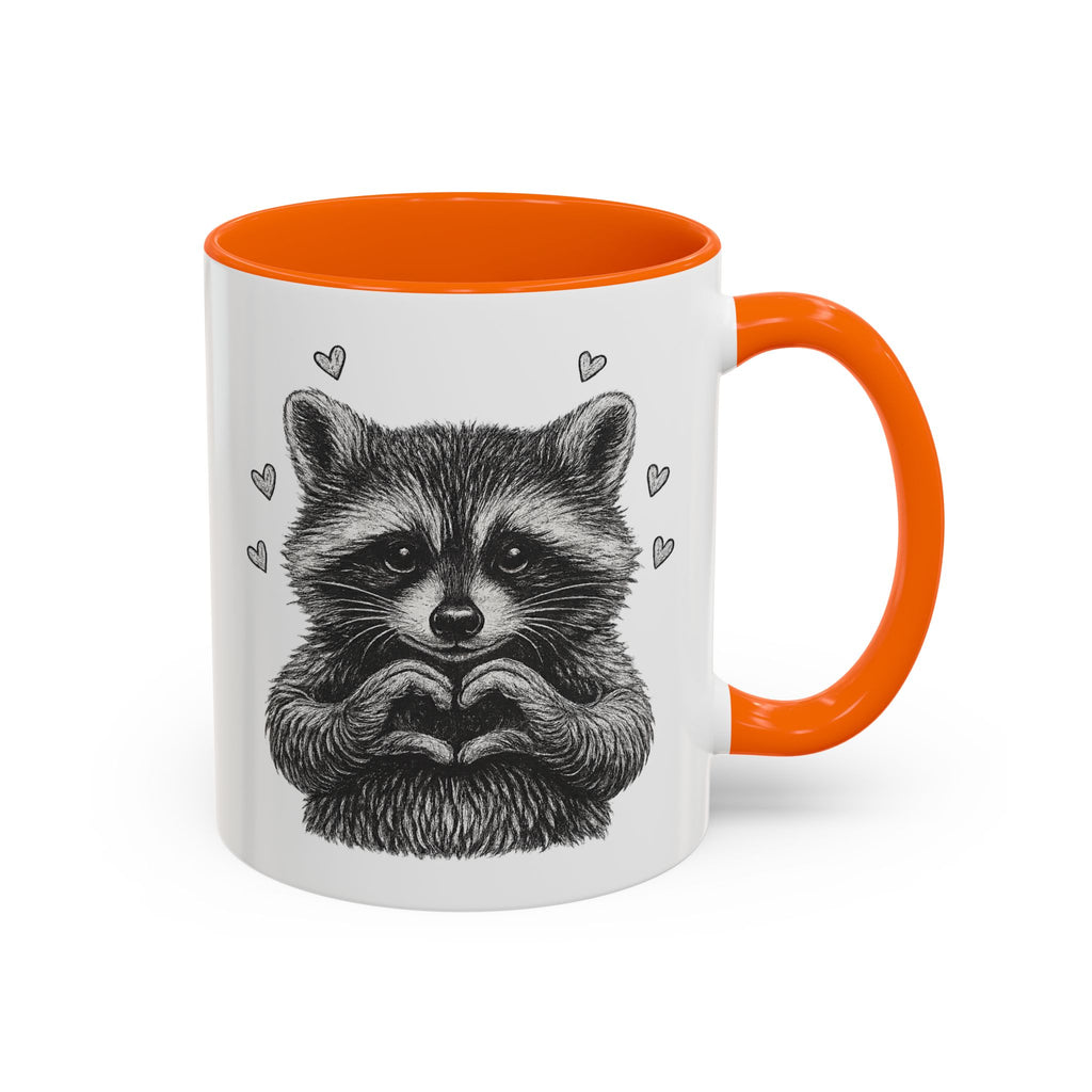 Raccoon Heart Coffee Mug — Cute Woodland Animal Accent Mug (11/15oz)