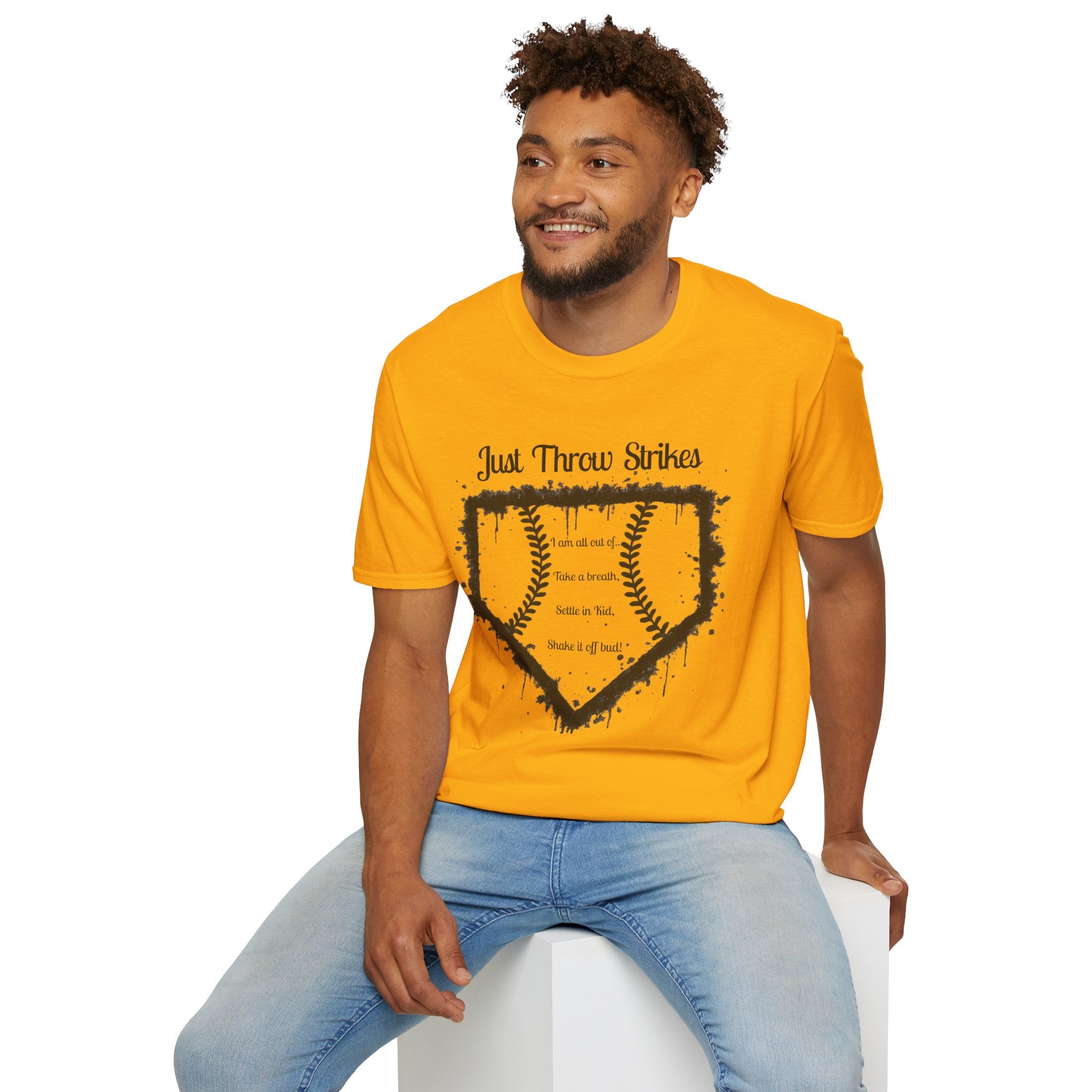 Baseball Home Plate T-Shirt — "Just Throw Strikes" Graphic Tee