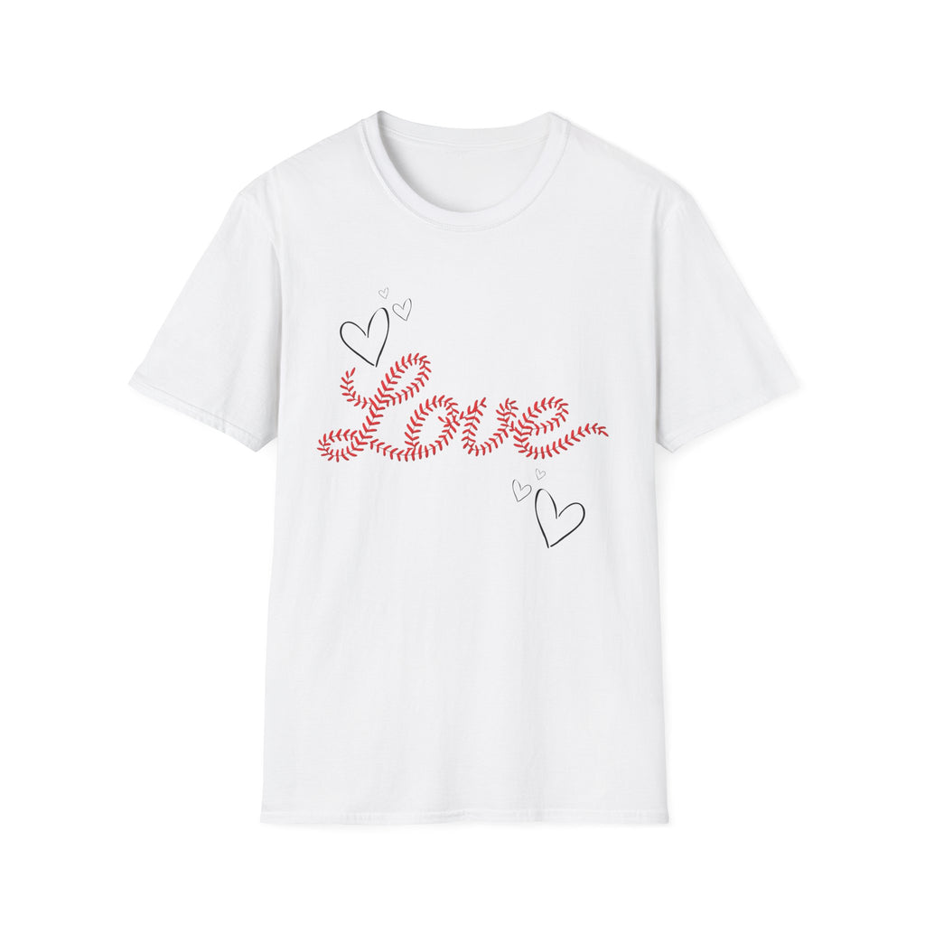 Love Baseball lace script Tee — Heart Doodle Valentine T-Shirt