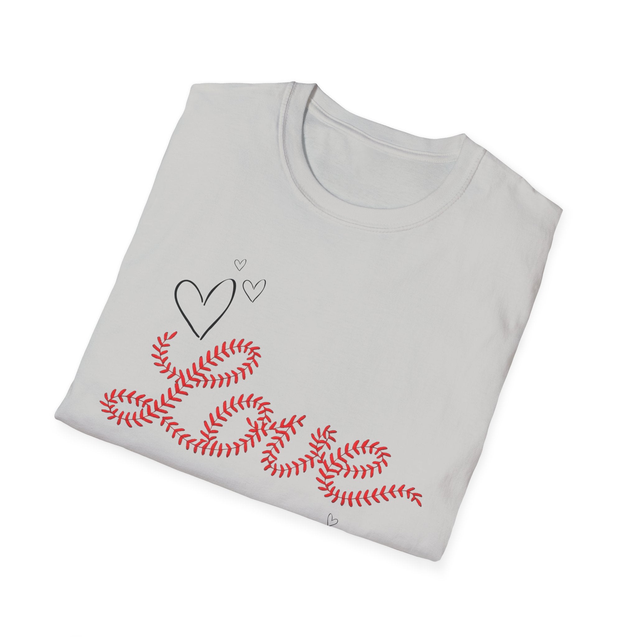 Love Baseball lace script Tee — Heart Doodle Valentine T-Shirt
