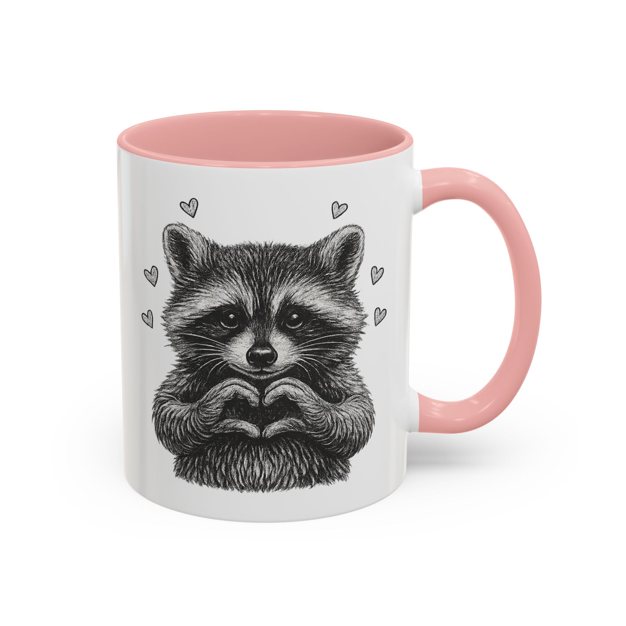 Raccoon Heart Coffee Mug — Cute Woodland Animal Accent Mug (11/15oz)