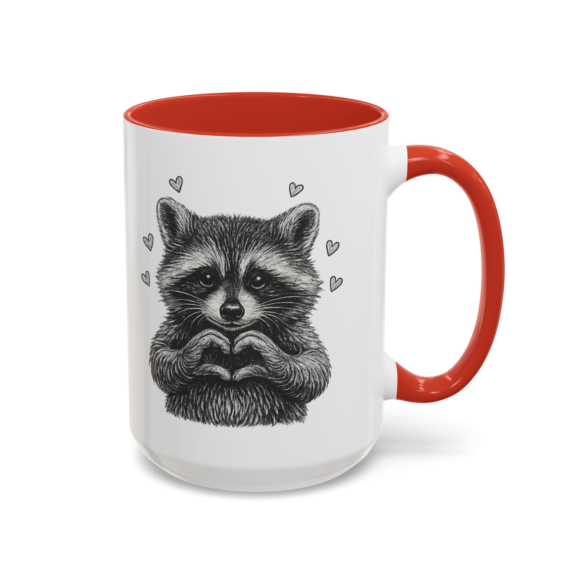 Raccoon Heart Coffee Mug — Cute Woodland Animal Accent Mug (11/15oz)