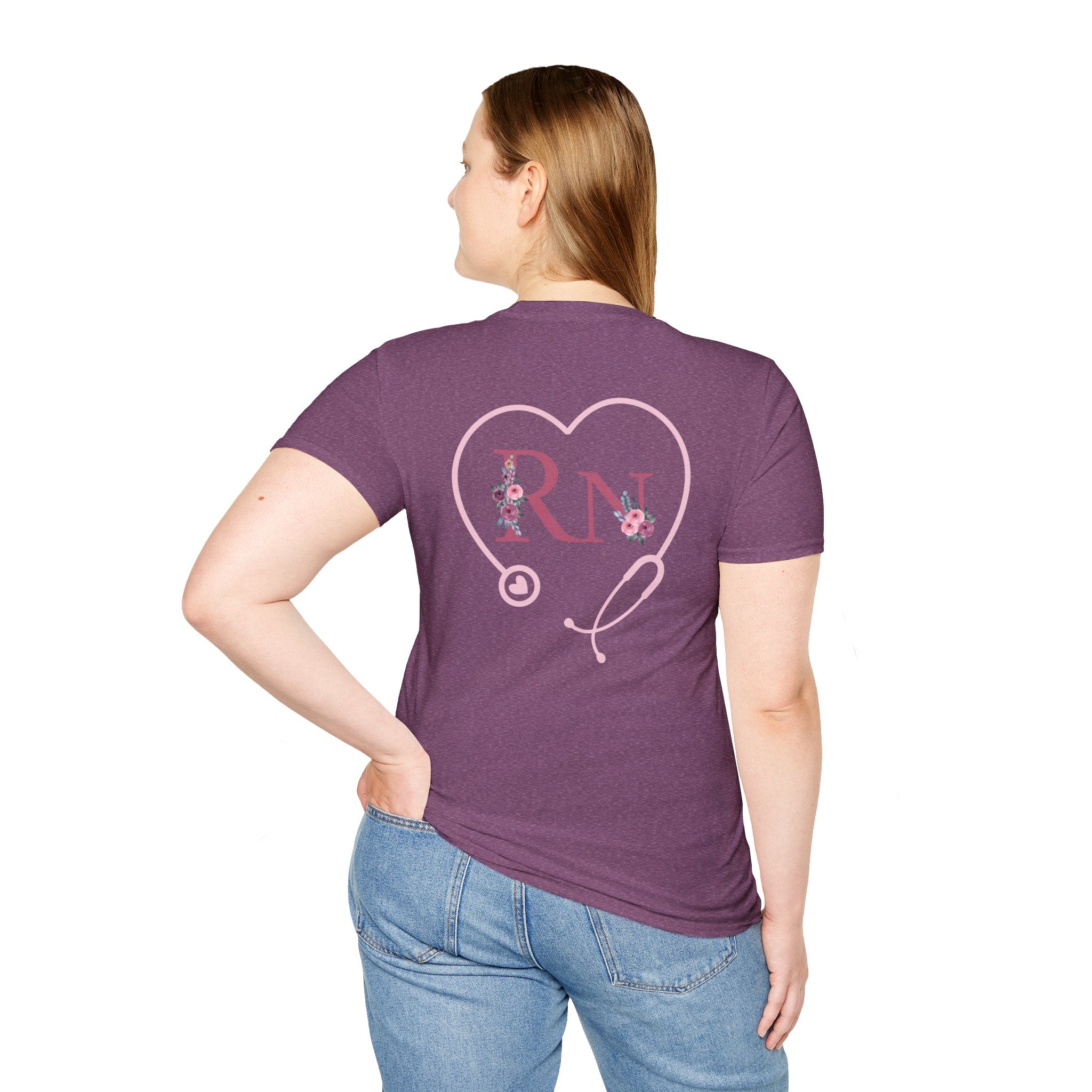 Registered Nurse Heart Stethoscope T-Shirt — Floral Registered Nurse Tee