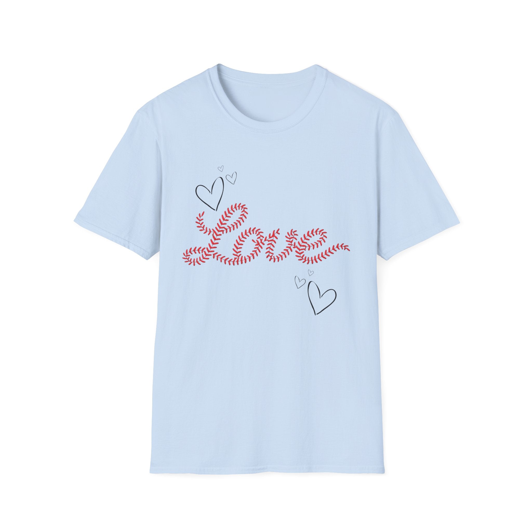 Love Baseball lace script Tee — Heart Doodle Valentine T-Shirt