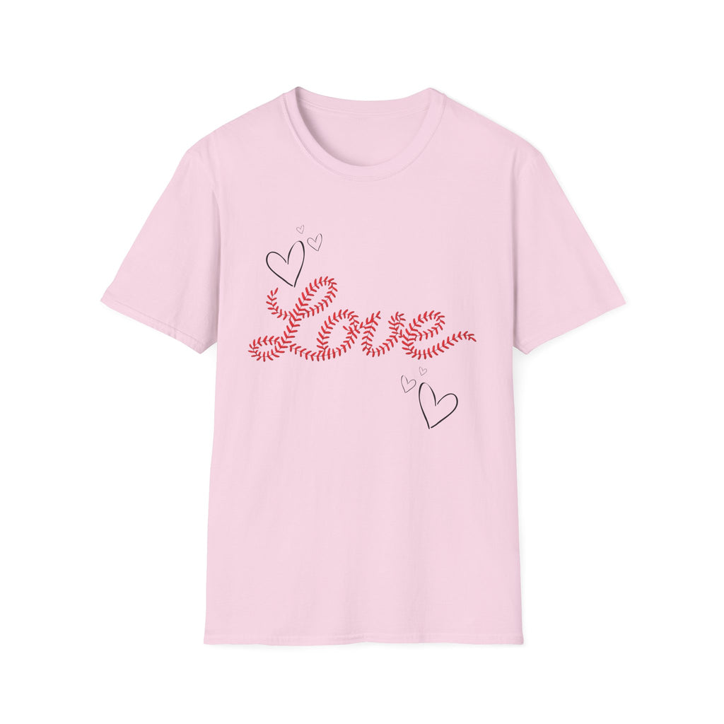 Love Baseball lace script Tee — Heart Doodle Valentine T-Shirt