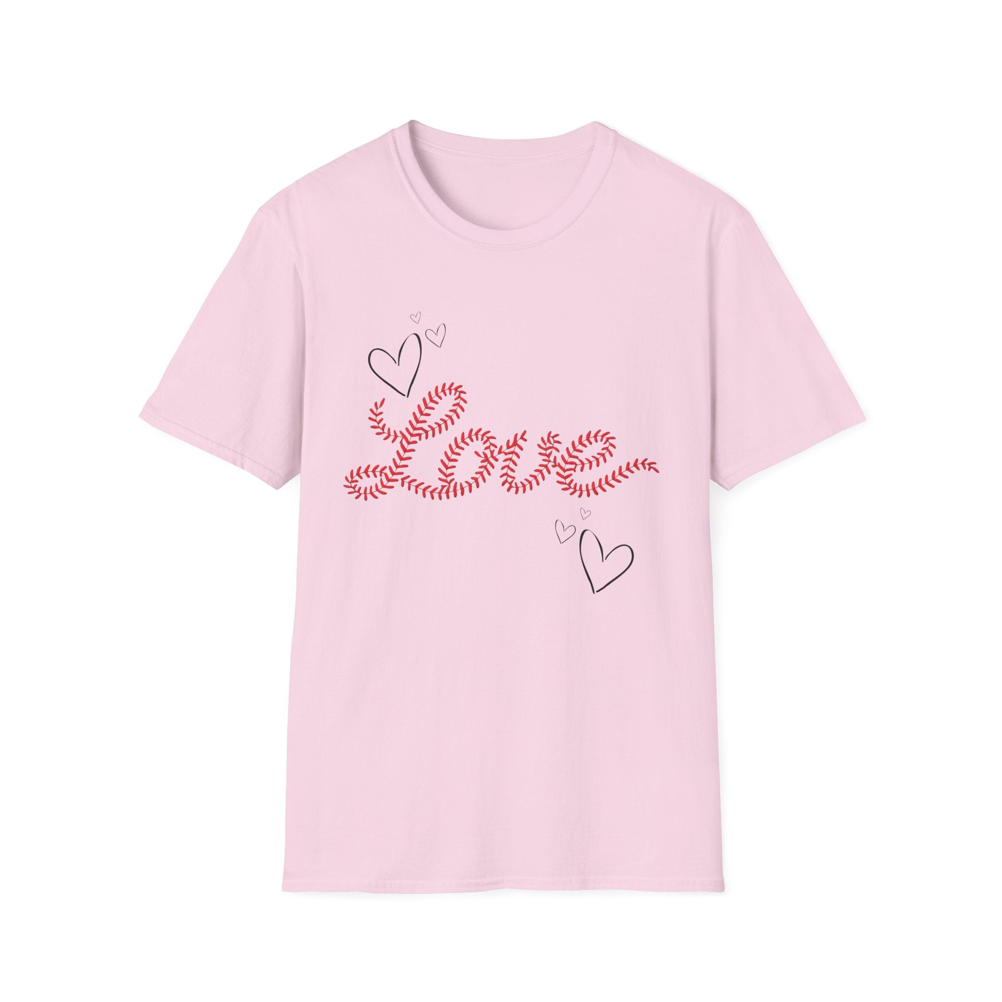 Love Baseball lace script Tee — Heart Doodle Valentine T-Shirt