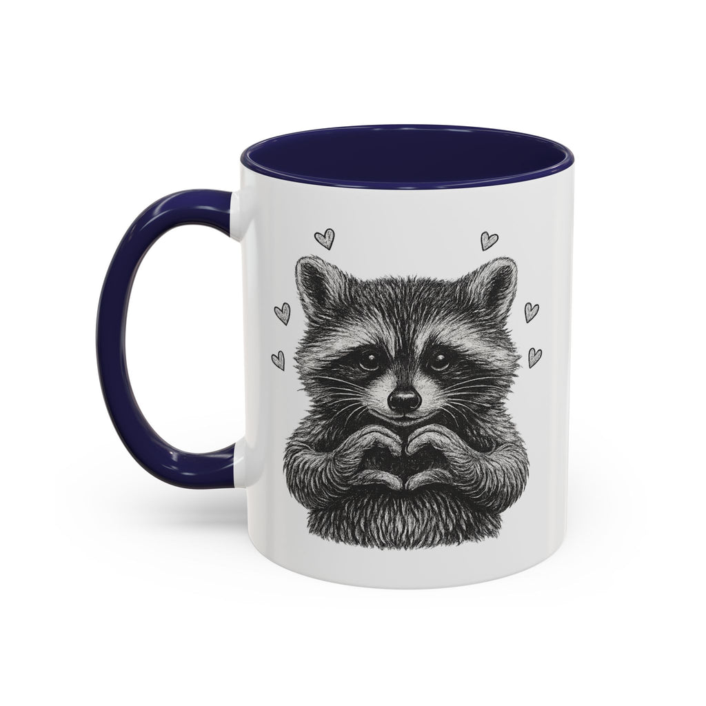 Raccoon Heart Coffee Mug — Cute Woodland Animal Accent Mug (11/15oz)