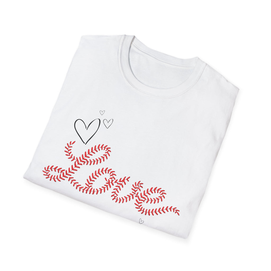 Love Baseball lace script Tee — Heart Doodle Valentine T-Shirt