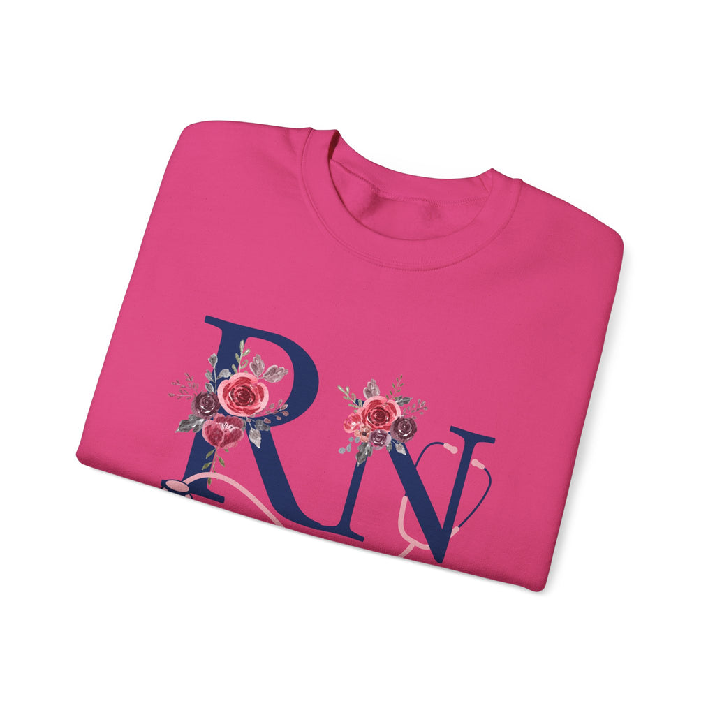 Registered Nurse Crewneck Sweatshirt — Floral R N Monogram Pullover