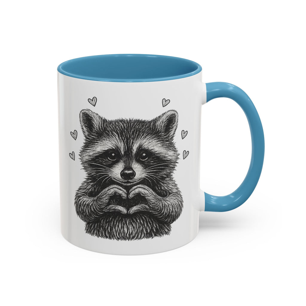 Raccoon Heart Coffee Mug — Cute Woodland Animal Accent Mug (11/15oz)